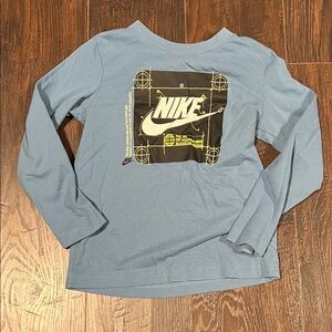 Nike Long Sleeve Graphic Tee - Light Blue with Neon Yellow Logo